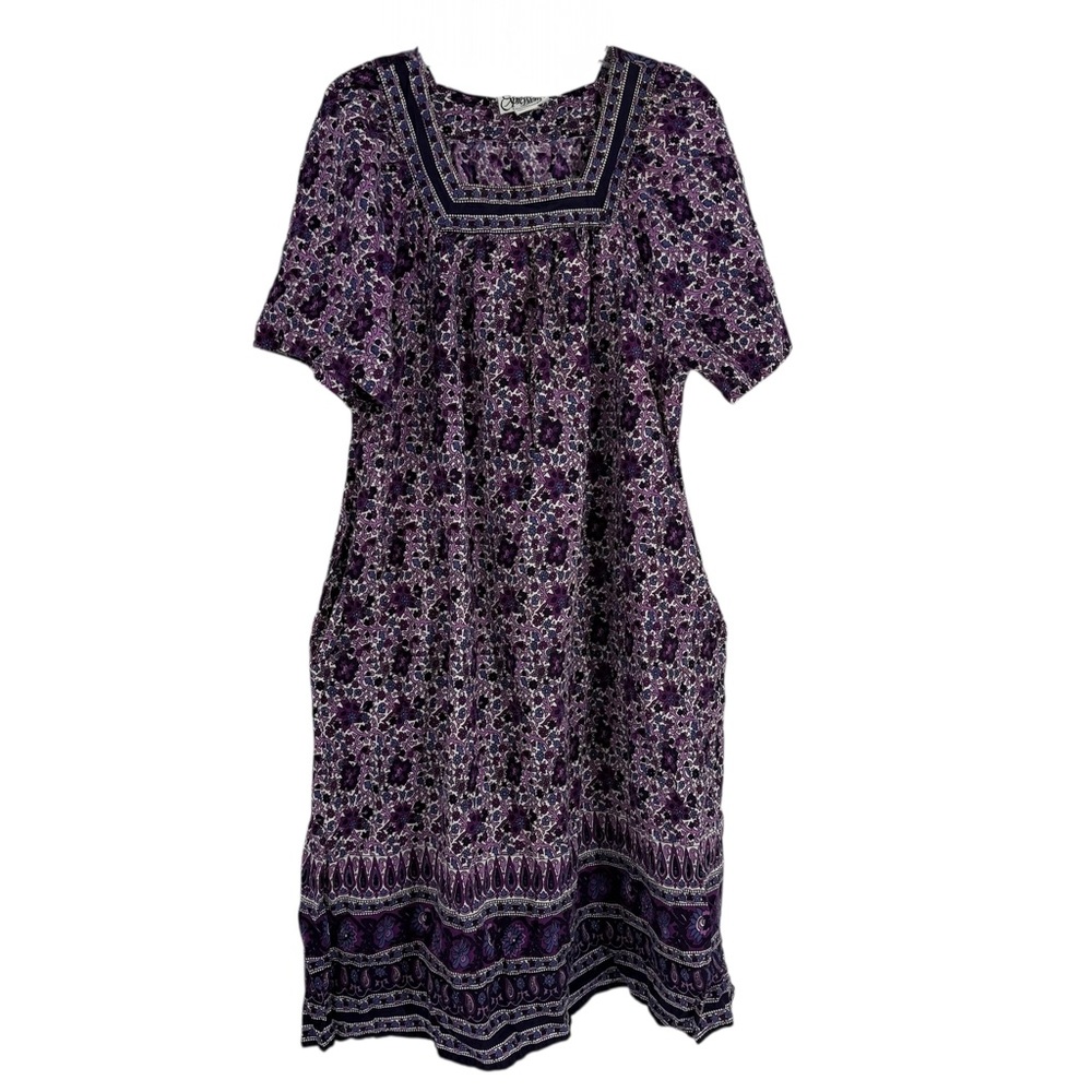 Expressions Catalog BOHO COTTON Lounge Muumuu House Patio Dress Size L Floral